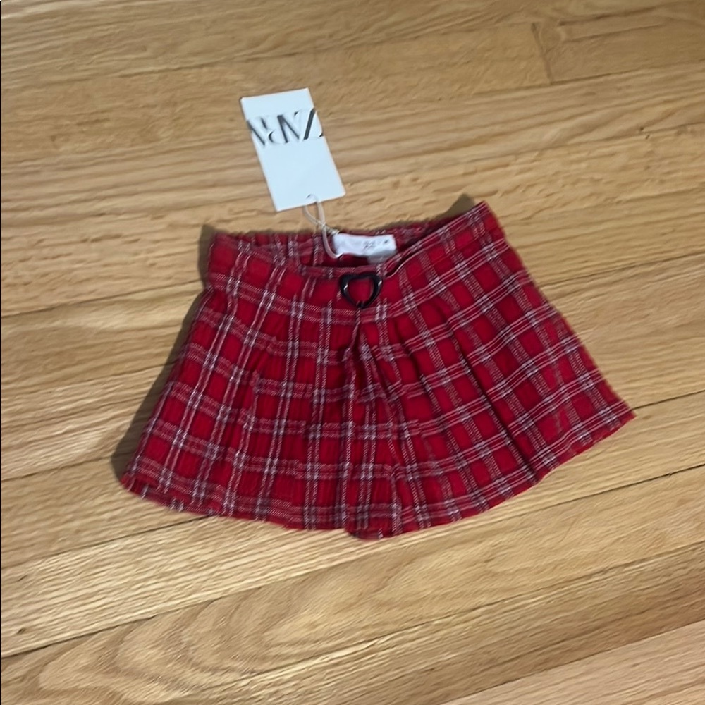 Zara Red Skorts with Classic Plaid Pattern